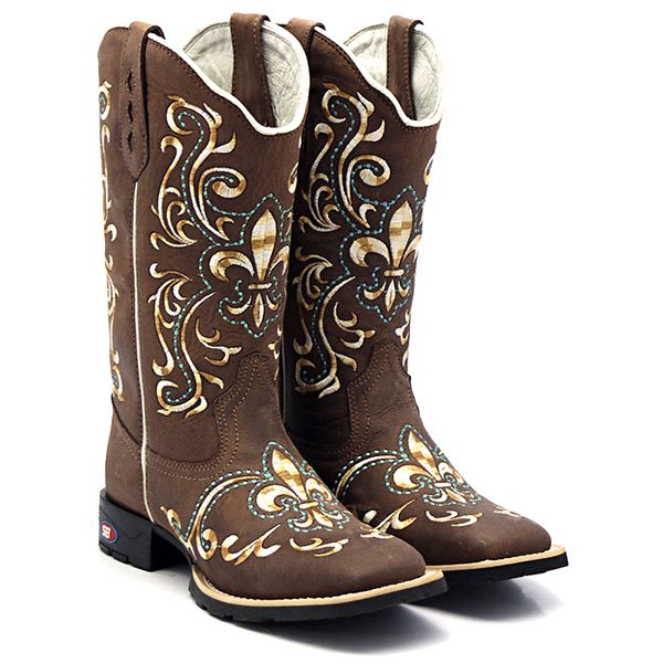 Bota Feminina Texana Country Flor de Liz Degrade