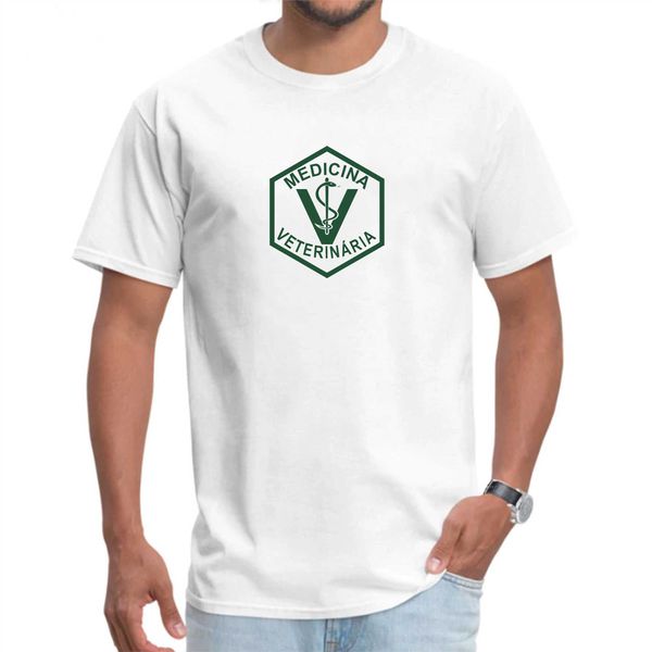Camisa de Algodão Lisa Branca - Estampa Med. Veterinária Verde