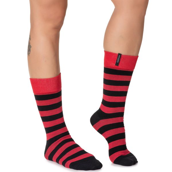 Meia Estilo Veggie Linha Casual Duo Preto Vermelho