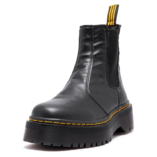 Bota Tratorada Chelsea Feminina Estilo Veggie Preto ESTILO