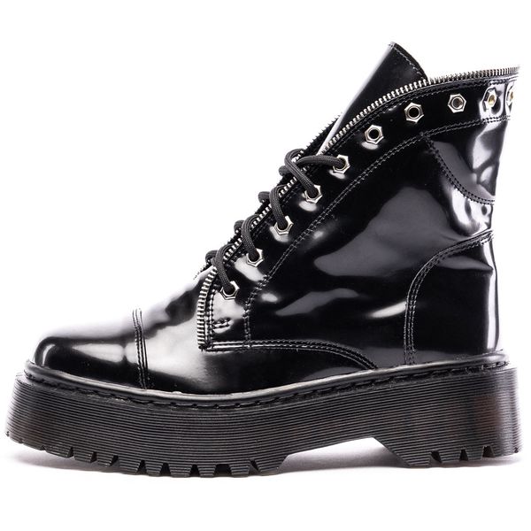 Coturno Estilo Inglês Milano Verniz Preto