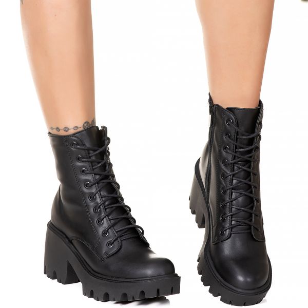 Bota Cano Médio Estilo Veggie Emma Preto