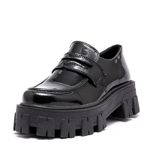 Sapato Mocassim Tratorado Briggite Estilo Veggie Verniz Preto