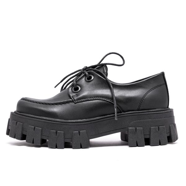 Sapato Oxford Tratorado Estilo Veggie Brenna Preto