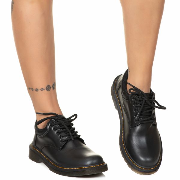 Sapato Colegial Ingl s Estilo Veggie Preto Baixo ESTILO VEGGIE SHOES