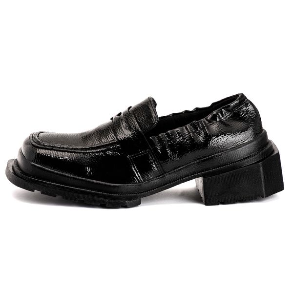 Sapato Mocassim Cano Canelado Sevilha Verniz Molhado Preto