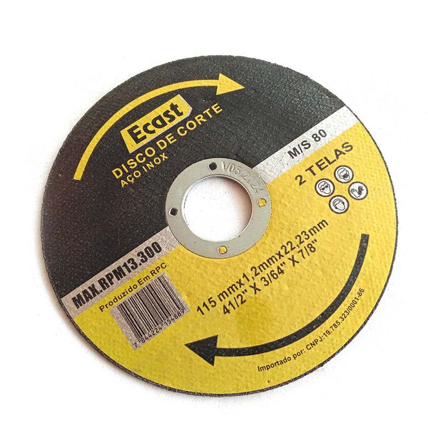 Disco De Corte Aço Inox Max.rpm 13.300 Ecast