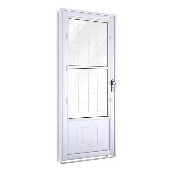 Porta Postigo De Aço Com Grade Quadrado Abertura Direita Vitralfer 215x85 Cm