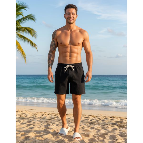 Short De Linho Masculino Preto