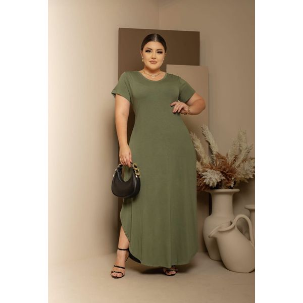 Vestido Camisetão Manga Curta Verde