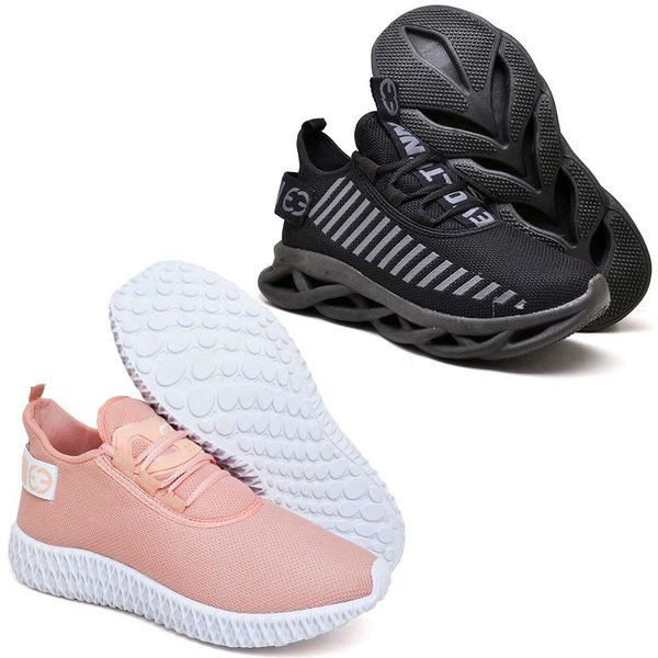 Kit 2 Tênis Unissex Evoltenn Easy Modelos Diferentes Black e Nude
