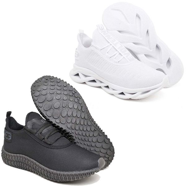 Kit 2 Tênis Unissex Evoltenn Easy Modelos Diferentes White e Black