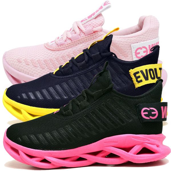 Kit 3 Tênis Easy Style Unissex Evoltenn Solado Trançado Preto Pink, Preto Amarelo e Rosa
