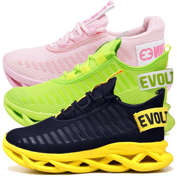 Kit 3 Tênis Easy Style Unissex Evoltenn Solado Trançado Preto Amarelo, Verde e Rosa