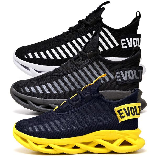 Kit 3 Tênis Easy Style Unissex Evoltenn Solado Trançado Preto Branco, Preto Amarelo e Black