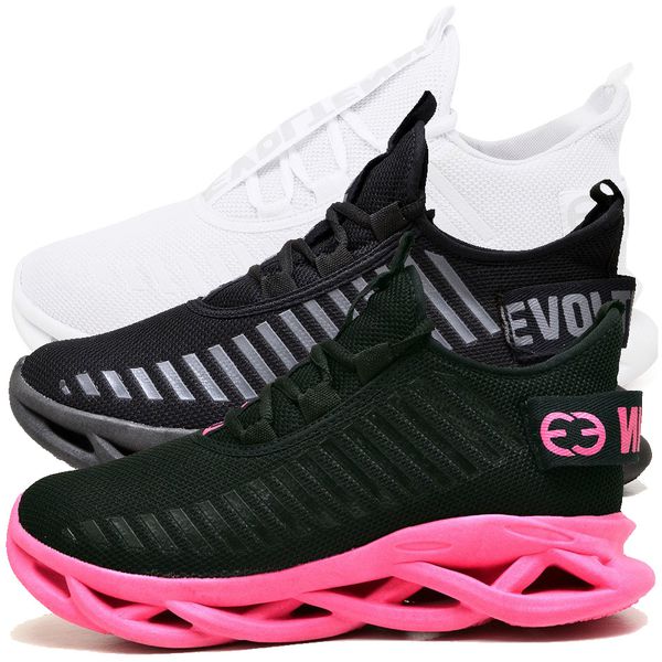 Kit 3 Tênis Easy Style Unissex Evoltenn Solado Trançado White, Preto Pink e Black