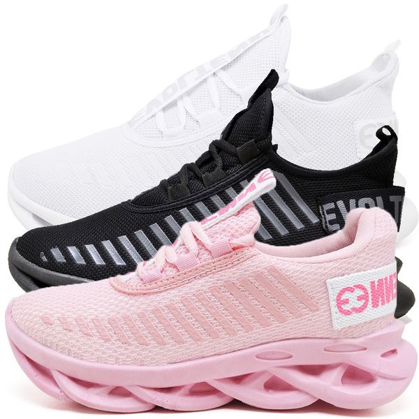 Kit 3 Tênis Easy Style Unissex Evoltenn Solado Trançado White, Rosa e Black