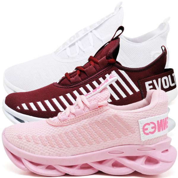 Kit 3 Tênis Easy Style Unissex Evoltenn Solado Trançado White, Rosa e Bordo