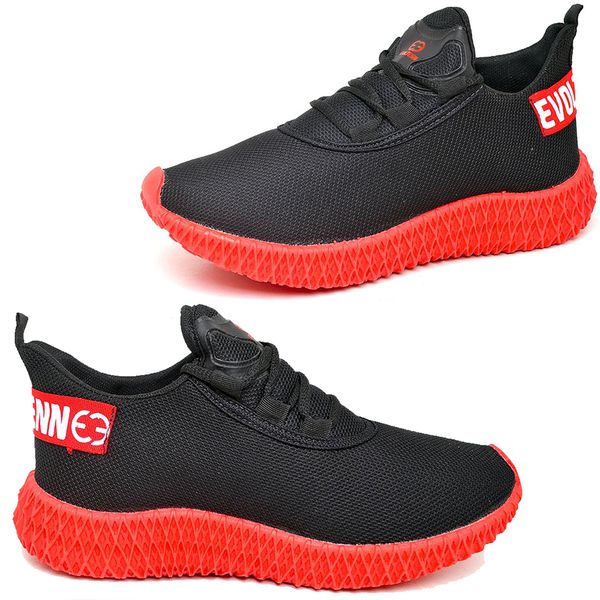 Tênis Boost Masculino Evoltenn Esporte Casual Colmeia Preto Vermelho