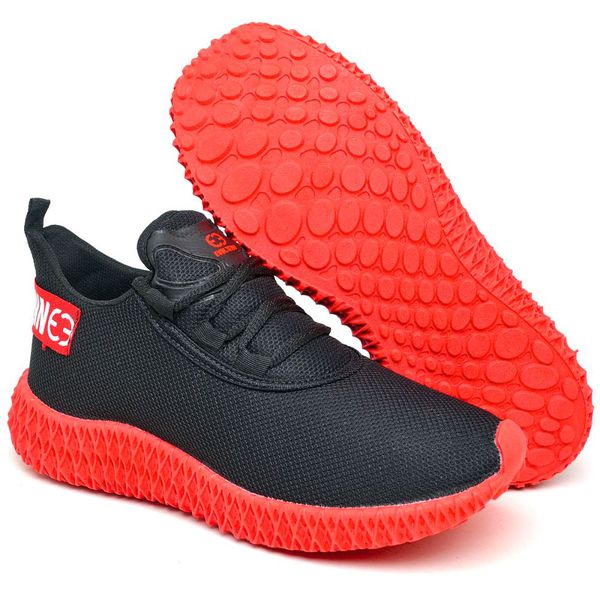Tênis Boost Masculino Evoltenn Esporte Casual Colmeia Preto Vermelho