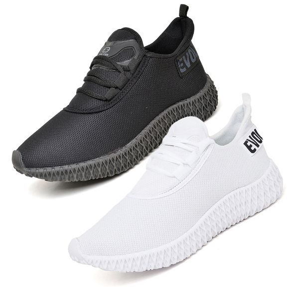 Kit 2 Tênis Boost Unissex Evoltenn Esportivo Colmeia Branco e Black