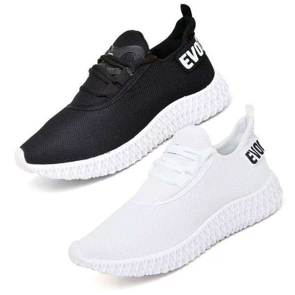 Kit 2 Tênis Boost Unissex Evoltenn Esportivo Colmeia Branco e Preto Branco