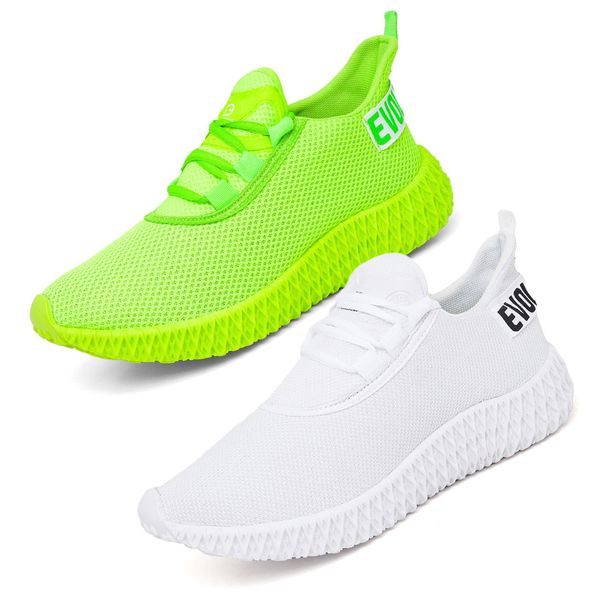 Kit 2 Tênis Boost Unissex Evoltenn Esportivo Colmeia Verde e Branco