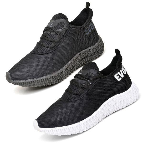 Kit 2 Tênis Boost Unissex Evoltenn Esportivo Colmeia Black e Preto Branco