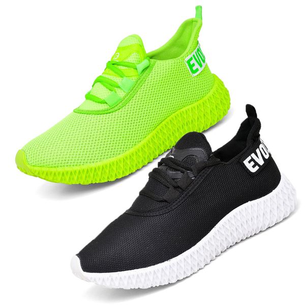 Kit 2 Tênis Boost Unissex Evoltenn Esportivo Colmeia Verde e Preto Branco
