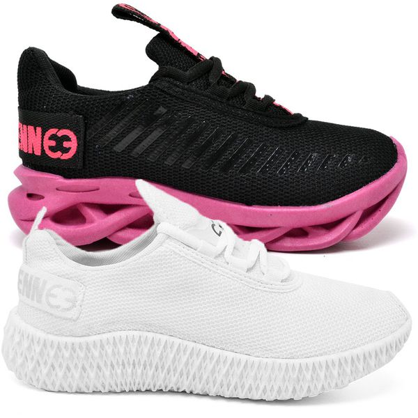 Kit 2 Tênis Infantil Esportivo Modelos Diferentes Pink e Branco