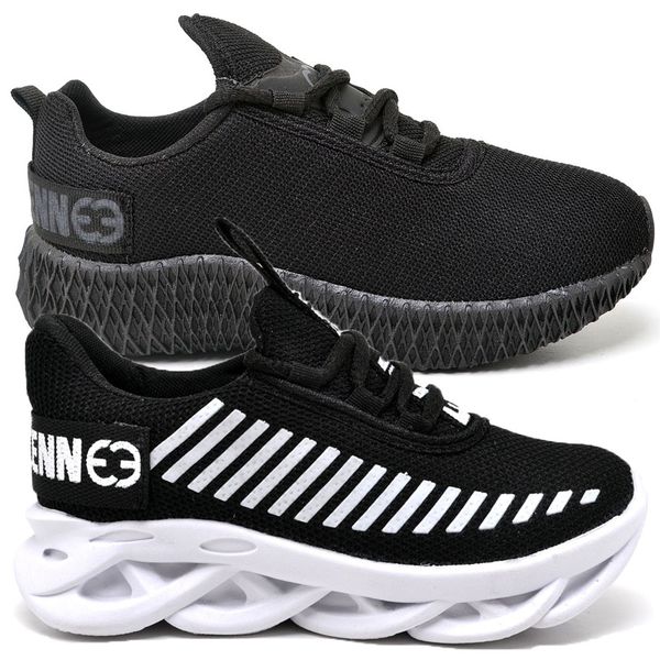 Kit 2 Tênis Infantil Esportivo Modelos Diferentes Preto Branco e Black