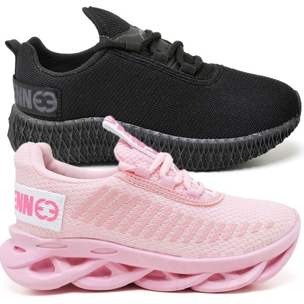 Kit 2 Tênis Infantil Esportivo Modelos Diferentes Rosa e Black