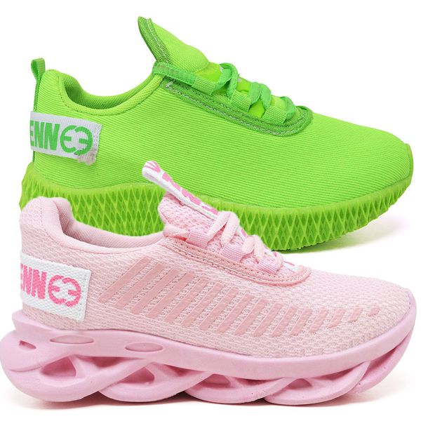 Kit 2 Tênis Infantil Esportivo Modelos Diferentes Rosa e Verde