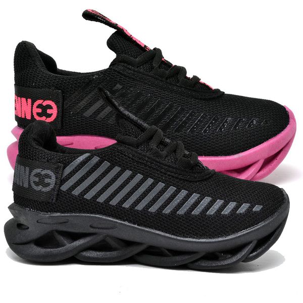 kit 2 Tênis Infantil Evoltenn Sola Trança Escolar Black e Preto Pink
