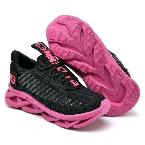 Tênis Infantil Evoltenn Sola Trança Preto Pink