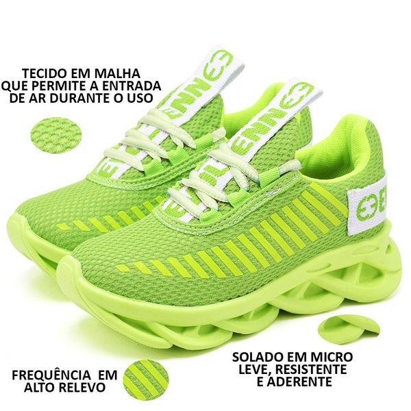 Tênis Infantil Evoltenn Sola Trança Verde