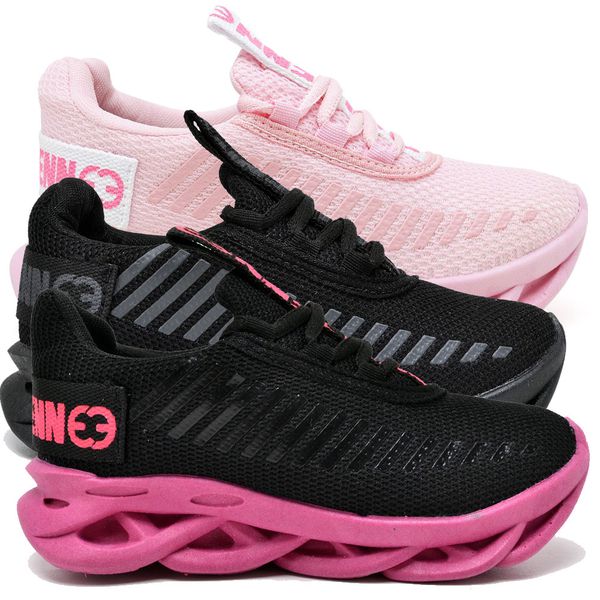 kit 3 Tênis Infantil Evoltenn Sola Trança Escolar Black, Rosa e Preto Pink