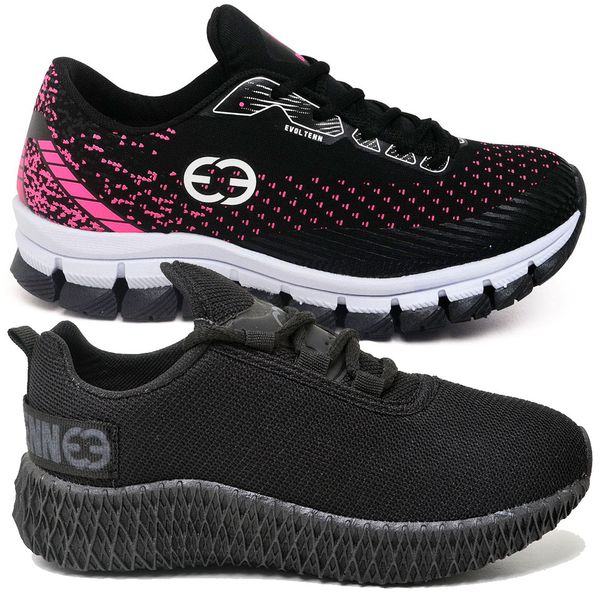 Kit 2 Tênis Infantil Evoltenn Confortável Modelos Diferentes Pink e Black