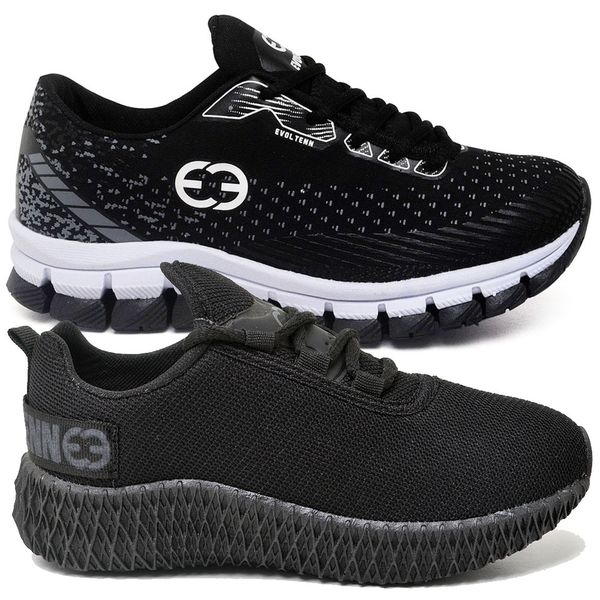 Kit 2 Tênis Infantil Evoltenn Confortável Modelos Diferentes Preto e Black