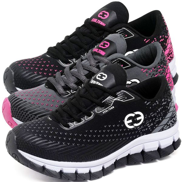Kit 3 Tênis Infantil Evoltenn Impacto Pink, Cinza e Preto