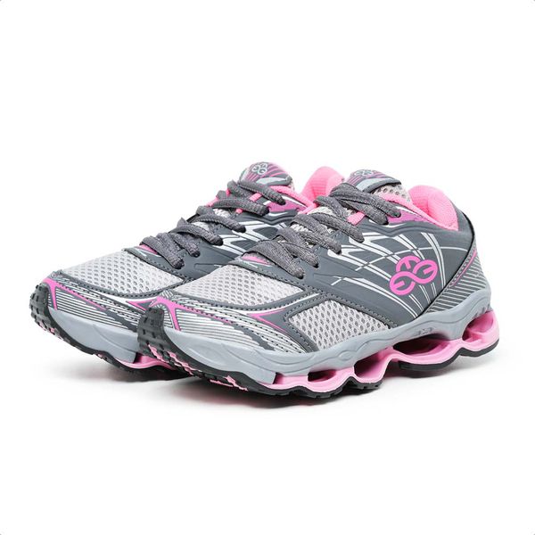 Tênis Infantil Feminino Evoltenn Turbo Kids Cinza Rosa