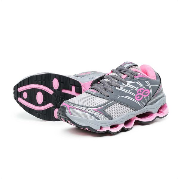 Tênis Infantil Feminino Evoltenn Turbo Kids Cinza Rosa