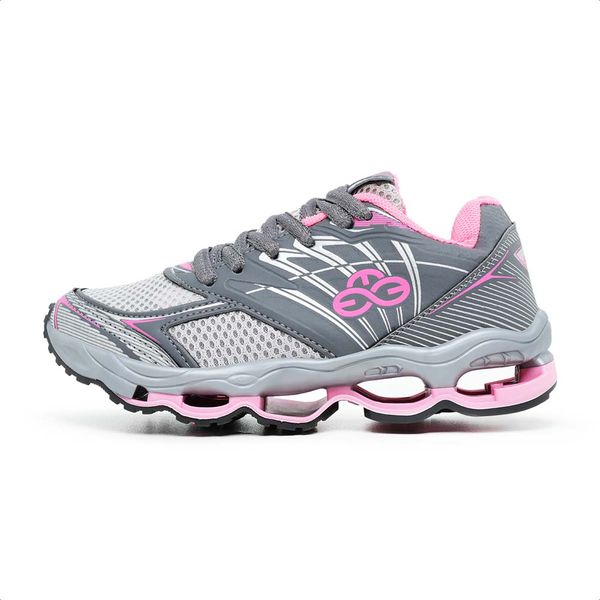 Tênis Infantil Feminino Evoltenn Turbo Kids Cinza Rosa