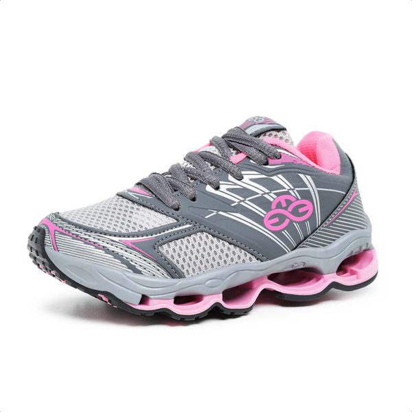 Tênis Infantil Feminino Evoltenn Turbo Kids Cinza Rosa