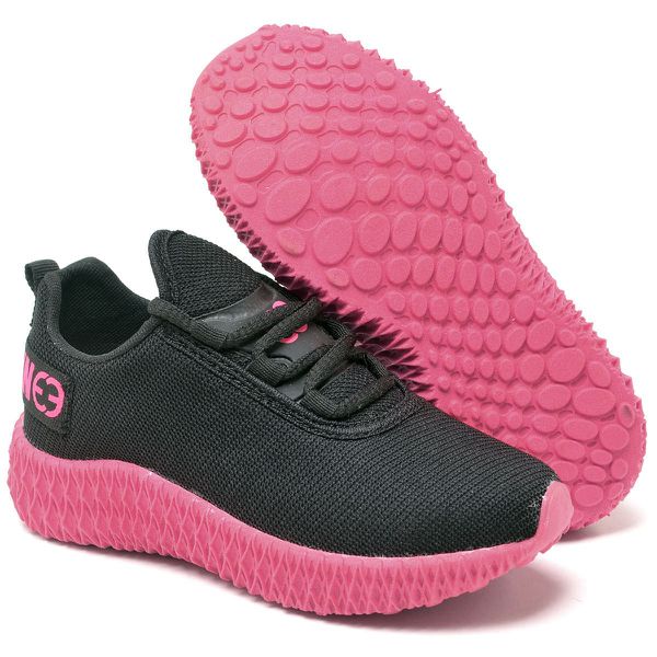 Tênis Infantil Esportivo Evoltenn Colmeia Preto Rosa