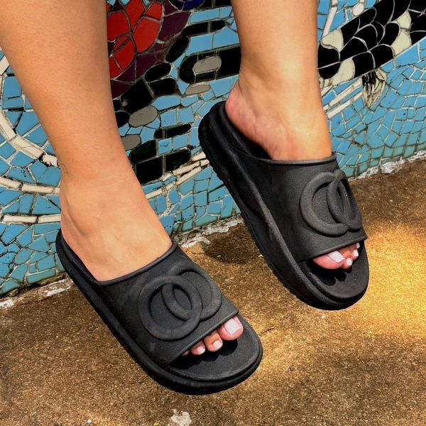 Chinelo Feminino Nuvem Ultra Leve Confortavel Tendencia Preto