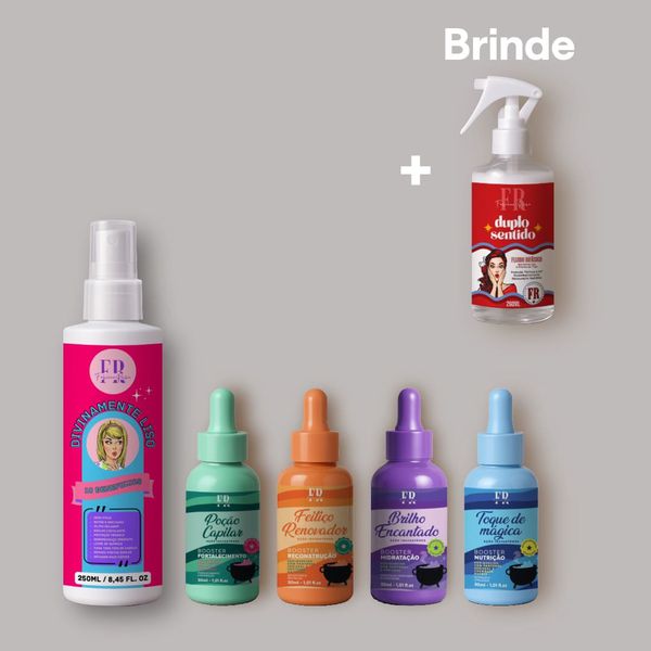Promoção compre 1 Divinamente Liso 250ml + 4 Booster e ganhe de brinde 1 Duplo Sentido