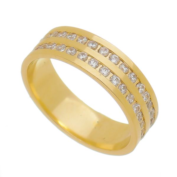 Aliança Individual De Ouro 18k 5,8mm Com Zircônias