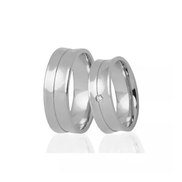 Par De Aliança Prata 950 Aurora Côncava De 5,0 mm Com Zircônia
