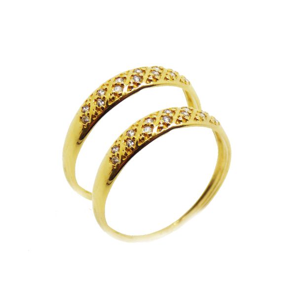 Par De Aparadores De Ouro 18k Com Zircônias